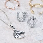 Western Lucky Equestrian Horseshoe CZ Stud Earrings Gold - Image 9