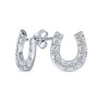 Western Lucky Equestrian Horseshoe CZ Stud Earrings Gold