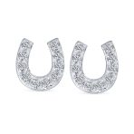 Western Lucky Equestrian Horseshoe CZ Stud Earrings Gold - Image 3