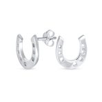 Good Luck Horseshoe Stud Earrings in Sterling Silver - Western Jewelry Gift