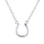 Equestrian Good Luck Charm Horseshoe Pendant Necklace Rose Gold Plated Silver