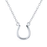 Equestrian Good Luck Charm Horseshoe Pendant Necklace Rose Gold Plated Silver