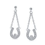 Lucky Equestrian CZ Stud Earrings with Pave Horseshoe Design, Western Jewelry - Image 3