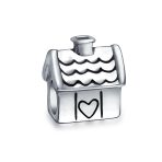 Home Sweet House Charm Bead Oxidized .925 Sterling Silver Fits European Bracelet