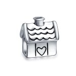 Home Sweet House Charm Bead Oxidized .925 Sterling Silver Fits European Bracelet