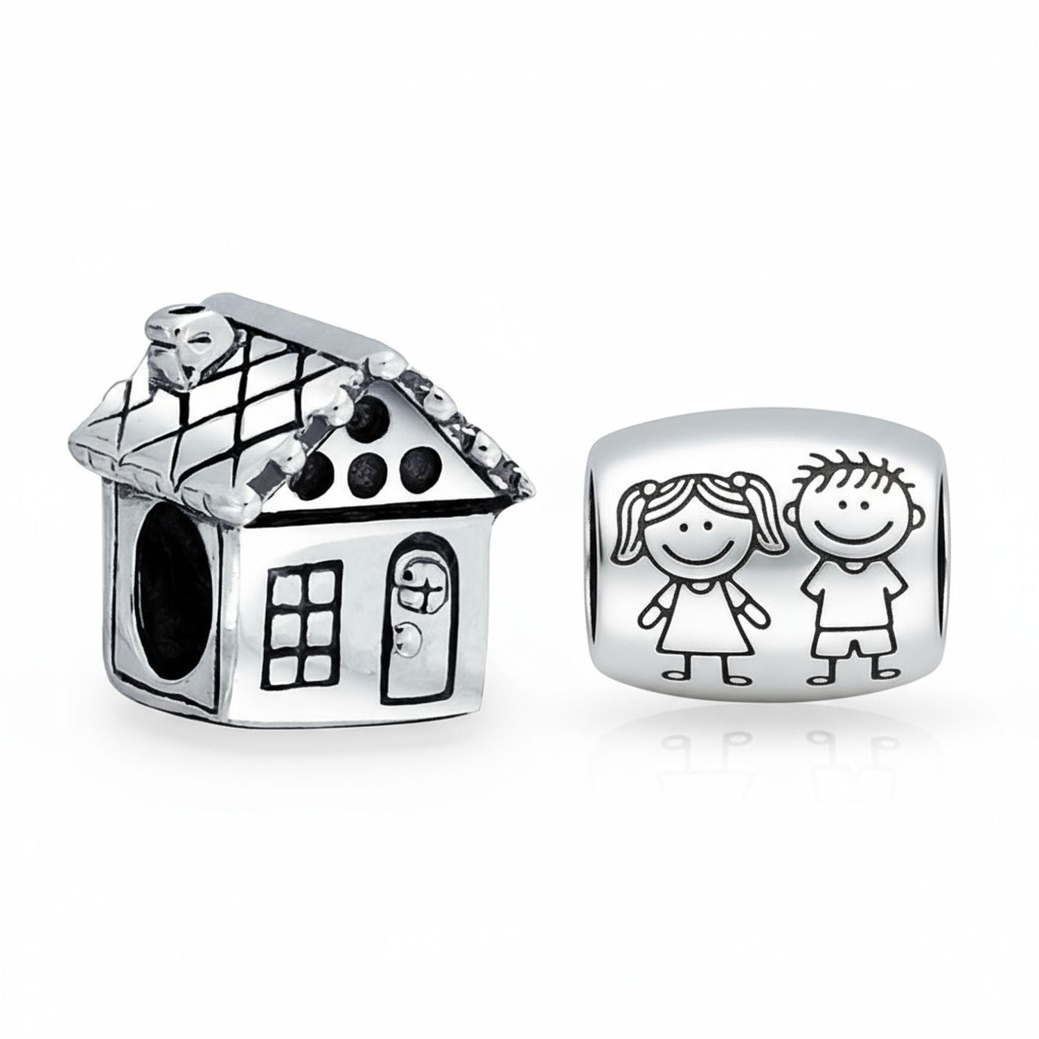 house-family-kids-beads-combo_pbx-hs-430-set-az Set of 2 New Homeowner & Cartoon Family Friends Charm Bead Sterling Silver - Image 1
