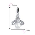 Garden Insect Pearl Queen Bee Dangle Charm Bead for Mom Sterling Silver Bracelet - Image 3