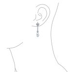 Briolette Faceted Teardrop Cubic Zirconia CZ Chandelier Earrings .925 Sterling Silver - Image 6