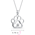 Sterling Silver CZ Accent Paw Print Pendant Necklace for Cat and Dog Lovers - Image 4