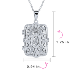 Vintage Style Keepsake Infinity Rectangle Photo Locket Pendant Necklace .925 Sterling Silver - Image 5