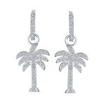 Hawaiian Palm Tree Dangle Chandelier Earrings CZ Cubic Zirconia Sterling Silver - Image 2