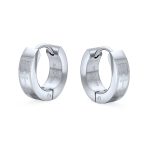 Biker Jewelry Earrings Fleur De Lis Cross Black Huggie Hoop - Image 4