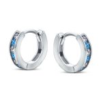 Set of 2 Tiny Multi Color Cubic Zirconia CZ Hoop Earrings Sterling Silver - Image 4