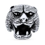 Hunter Norse Viking Mens Silver Ring: Fierce Bear Head Oxidized .925 Sterling - Image 2