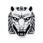 Hunter Norse Viking Warrior Mens Silver Ring Fierce Roaring Wolf Head Design - Image 2