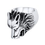 Hunter Norse Viking Warrior Mens Silver Ring Fierce Roaring Wolf Head Design - Image 3