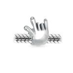 I Love You Hand Sign Symbol Charm Bead .925 Sterling Silver for Bracelet - Image 2