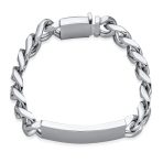 Silver Tone Cuban Link Chain ID Bracelet for Men Stainless Steel Various Sizes - Image 2