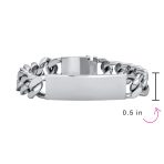 Silver Tone Cuban Link Chain ID Bracelet for Men Stainless Steel Various Sizes - Image 4