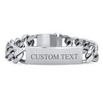 Solid Name Bar Plate Identification ID Bracelet Cuban Link Chain Stainless Steel - Image 5