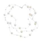Multi Strand Pearl Illusion Necklace Pink Cream Freshwater Cultured Choker - Image 2