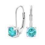Classic Round 1CT CZ Solitaire Drop Stud Earrings .925 Sterling Silver Leverback - Image 5