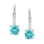 Classic Round 1CT CZ Solitaire Drop Stud Earrings .925 Sterling Silver Leverback - Image 13