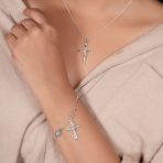 Religious Jesus Crucifix Pendant Necklace 2 Inch Silver - Image 3