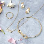 Two Tone Love Knot Symbol Infinity Huggie Mini Hoop Earrings Gold Plated .925 Sterling Silver - Image 9