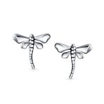 Dragonfly Firefly Filigree Stud Earrings Sterling Silver Tiny Nature Insects - Image 2