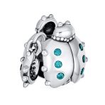 Set of 2 Insect Garden Ladybugs Red CZ Dangle Charm Bead Enamel Sterling Silver - Image 3