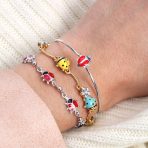 Colorful Good Luck Garden Lucky Ladybug Link Charm Bracelet Crystal Gold Plated - Image 5
