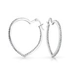 Inside Out Cubic Zirconia Pave CZ Large Heart Shaped Hoop Earrings 1.5 Inch Diameter