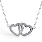 Interlocking Open Hearts Necklace BFF Couples Pendant .925 Sterling Silver Romantic Gift - Image 2