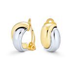Classic Two Tone Interlocking Circle Clip-On Earrings Silver & Gold Plated