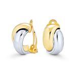 Classic Two Tone Interlocking Circle Clip-On Earrings Silver & Gold Plated