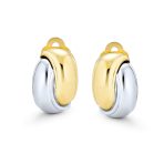 Classic Two Tone Interlocking Circle Clip-On Earrings Silver & Gold Plated - Image 2