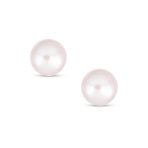 Tiny 10K Gold Freshwater Cultured Button Pearl Stud Earrings June Birthstone - Image 4