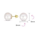 Tiny 10K Gold Freshwater Cultured Button Pearl Stud Earrings June Birthstone - Image 8