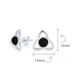 Black Onyx Amber Gemstone Trinity Knot Stud Earrings Silver - Image 4