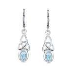 Celtic Knot Oval Natural Stones Dangle Earrings .925 Sterling Silver - Image 8