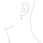 Oval Bezel Set Ruby Red CZ Celtic Love Knot Dangle Earrings .925 Sterling Silver Leverback - Image 3