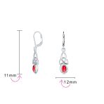 Set of 2 Celtic Love Knot Oval Blue Topaz & Simulated Red Ruby Dangle Earrings - Image 5