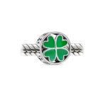 Good Luck Green Clover Heart Charm Bead Sterling Silver Fits European Bracelet - Image 2
