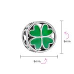 Good Luck Green Clover Heart Charm Bead Sterling Silver Fits European Bracelet - Image 3