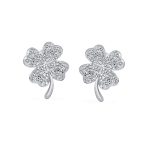 Luck of the Irish CZ Stud Earrings: Shamrock Clover Charm in Sterling Silver - Image 2