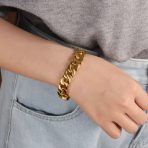 Miami Cuban Chain Link Bracelet for Men Silver Gold - Image 3