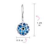 Blue Nazar Evil Eye Filigree Dangle Earrings Murano Glass &  Sterling Silver - Image 4