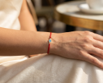 Tiny Turkish Evil Eye Red String Bracelet CZ Accent Gold Plated Sterling Silver - Image 3