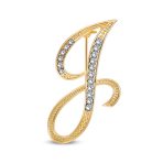 Large Statement ABC Crystal Letters Initial Scarf Lapel Pin Brooch Gold Plated - Image 3